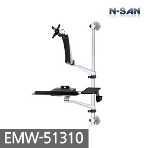 [ENSAN] EMW-51310 / Workstation Monitor Arm Stand / EMR Mount Medical / Keyboard Shelf Tray / Single Spring 3-Stage