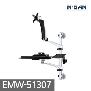 [ENSAN] EMW-51307 / Workstation Monitor Arm Stand / EMR Mount Medical / Keyboard Shelf Tray / Single Spring 3-Stage