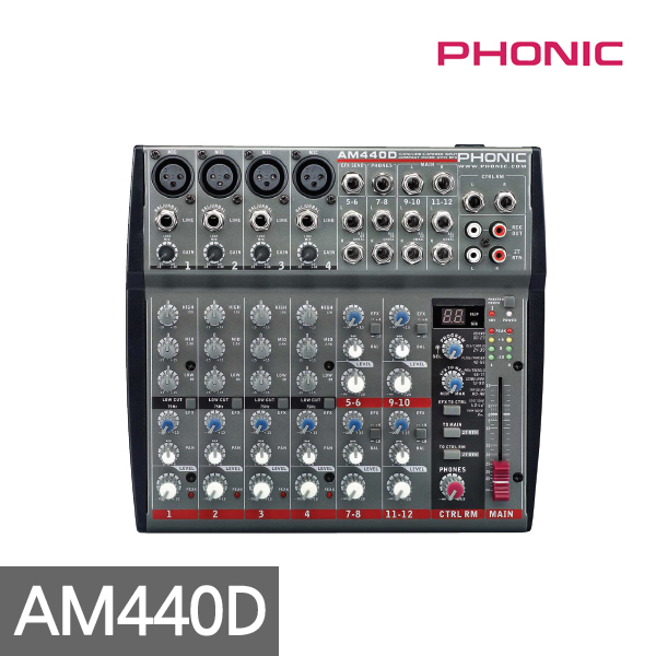 [PHONIC] AM440D / Mixer / 4-mic, 4-stereo inputs / Built-in effects