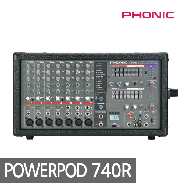 [PHONIC] POWERPOD 740R / 7-Channel 4Ω Stereo 220W+220W Powered Mixer DFX