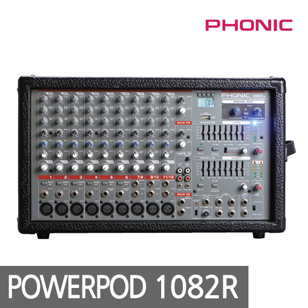 [PHONIC] POWERPOD1082R / 10-Channel 4 Stereo 400W+400W Powered Mixer
